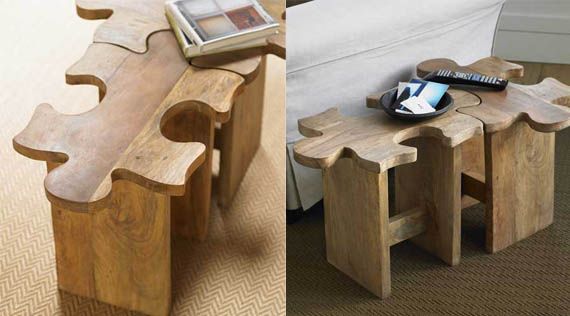 Jigsaw puzzle piece stools