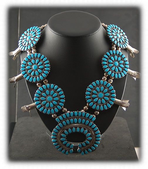 image of Vintage Navajo Squash Blossom Necklace